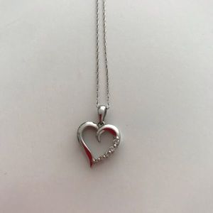 Sterling silver Heart Necklace with diamonds